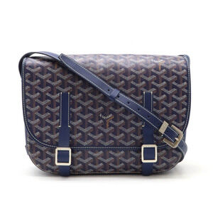 GOYARD Belvedere Shoulder Bag messenger canvas leather blue silver